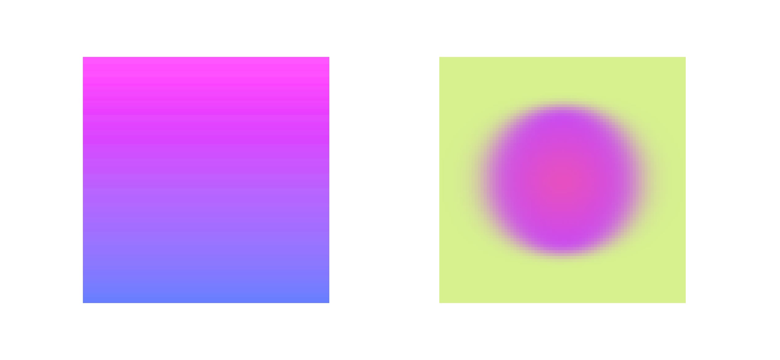 Banding and pixelation. Banding means there&rsquo;s no smooth transition between a gradient, pixelation means blocks instead of smooth lines