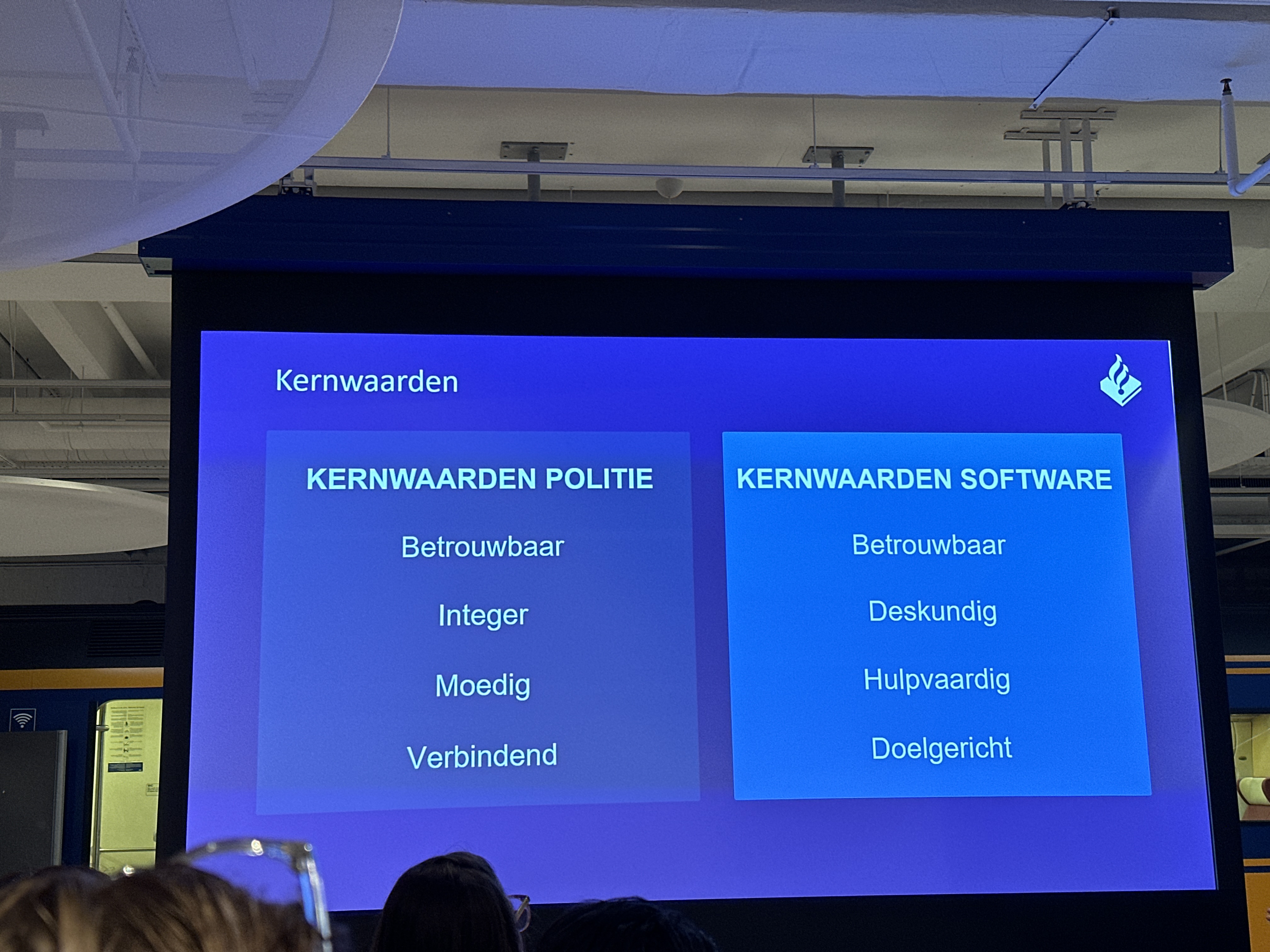 Translating police values to software values. Some are the same (trustworthy), others aren&rsquo;t (integrity becomes knowledgeable, courageous becomes helpful, connecting translates to target-oriented)